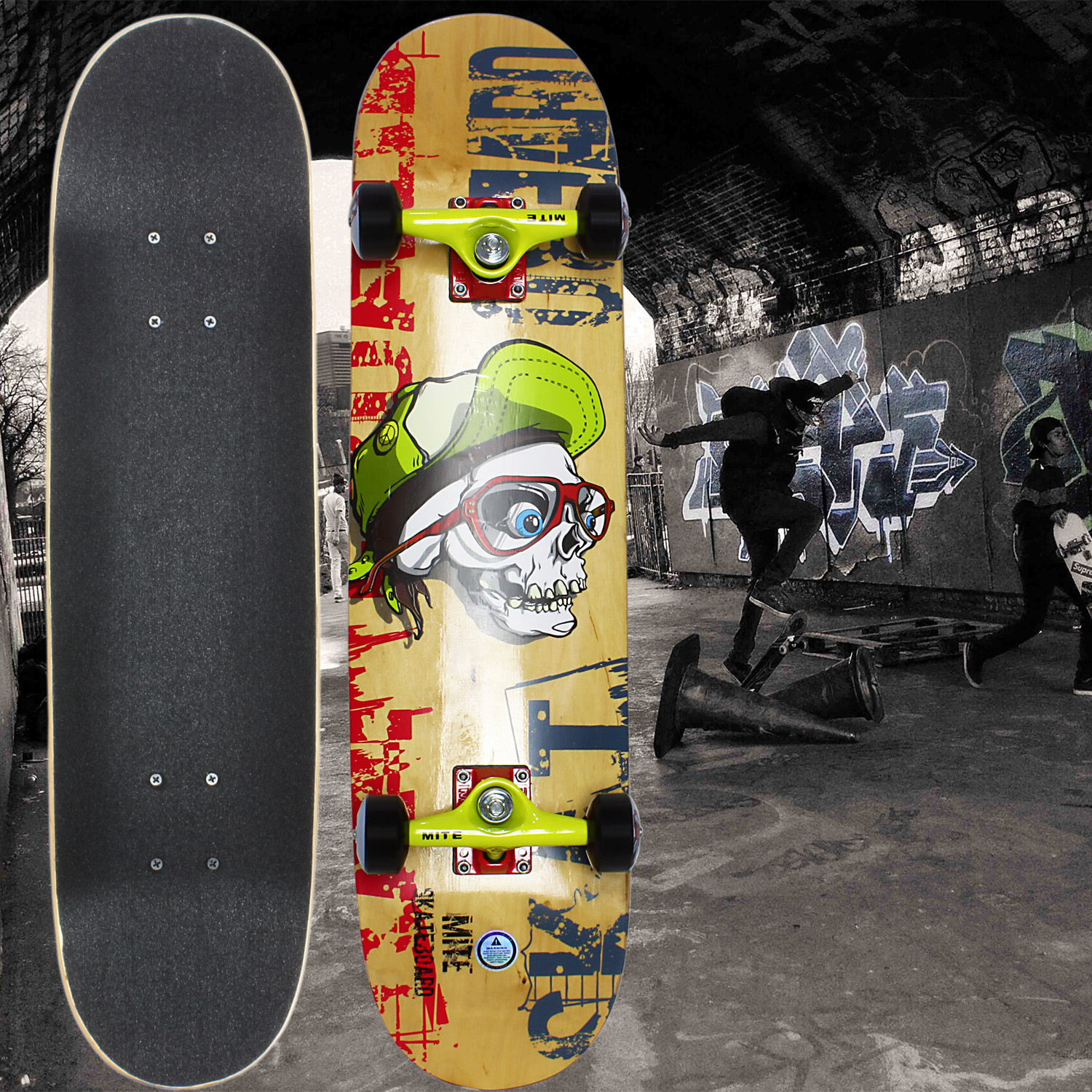 MITE Canadian Maple Wood Skate board skull