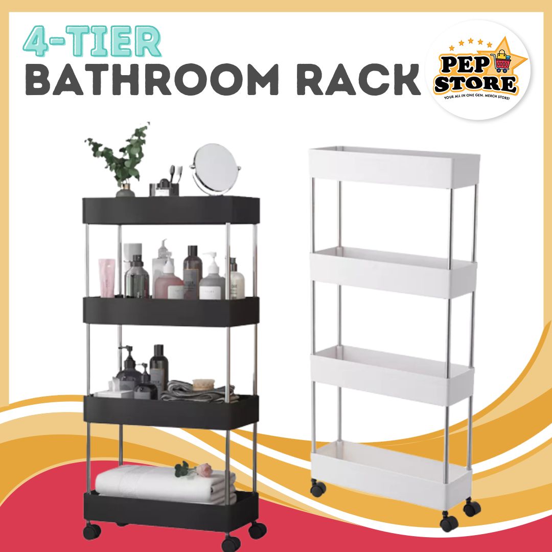 Pep Store 4Tier Bathroom Rack Rolling Shelving Rack Lazada PH