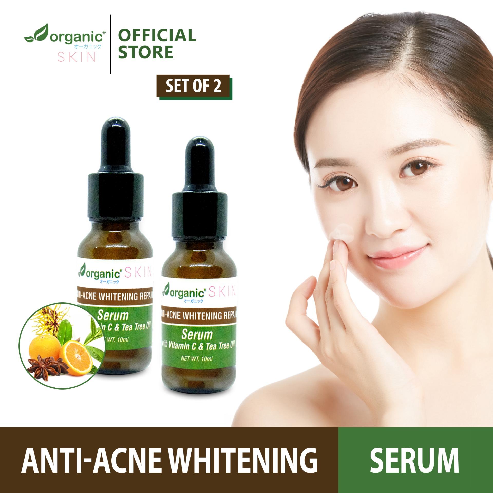 Organic Skin Japan Antiacne Whitening Repair Serum With Vitamin C Tea Tree Oil Set Of 2 10ml Each Face Serum Faceserum Anti Acne Anti Acne Antipimple Serum Anti Pimple Gel Essence Skincare