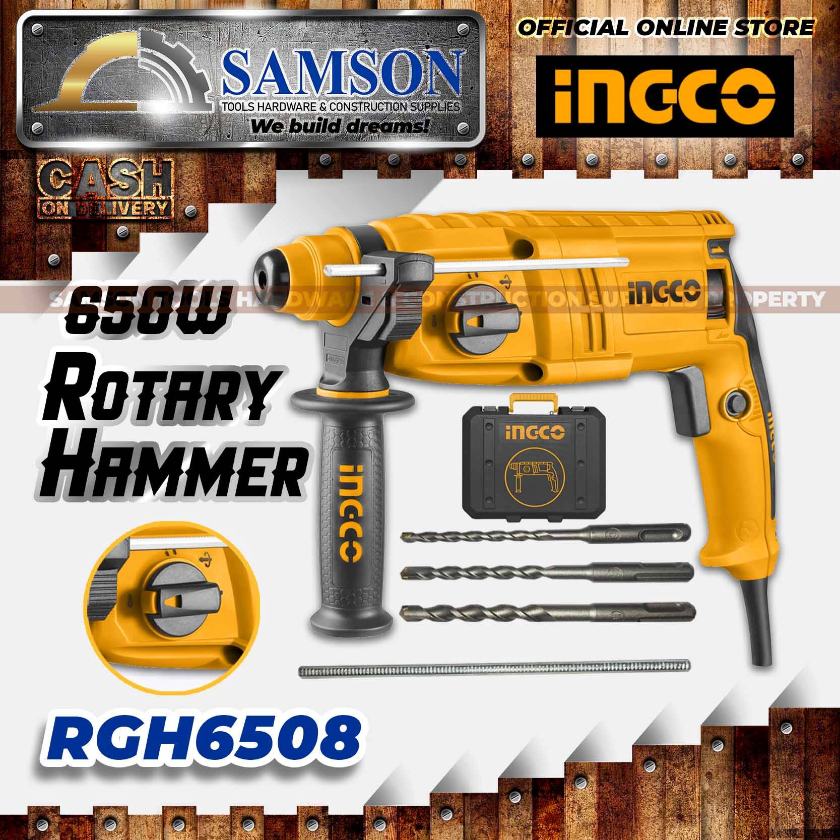 INGCO 650W Industrial SDS Plus Rotary Hammer Drill (RGH6508) *SAMSON
