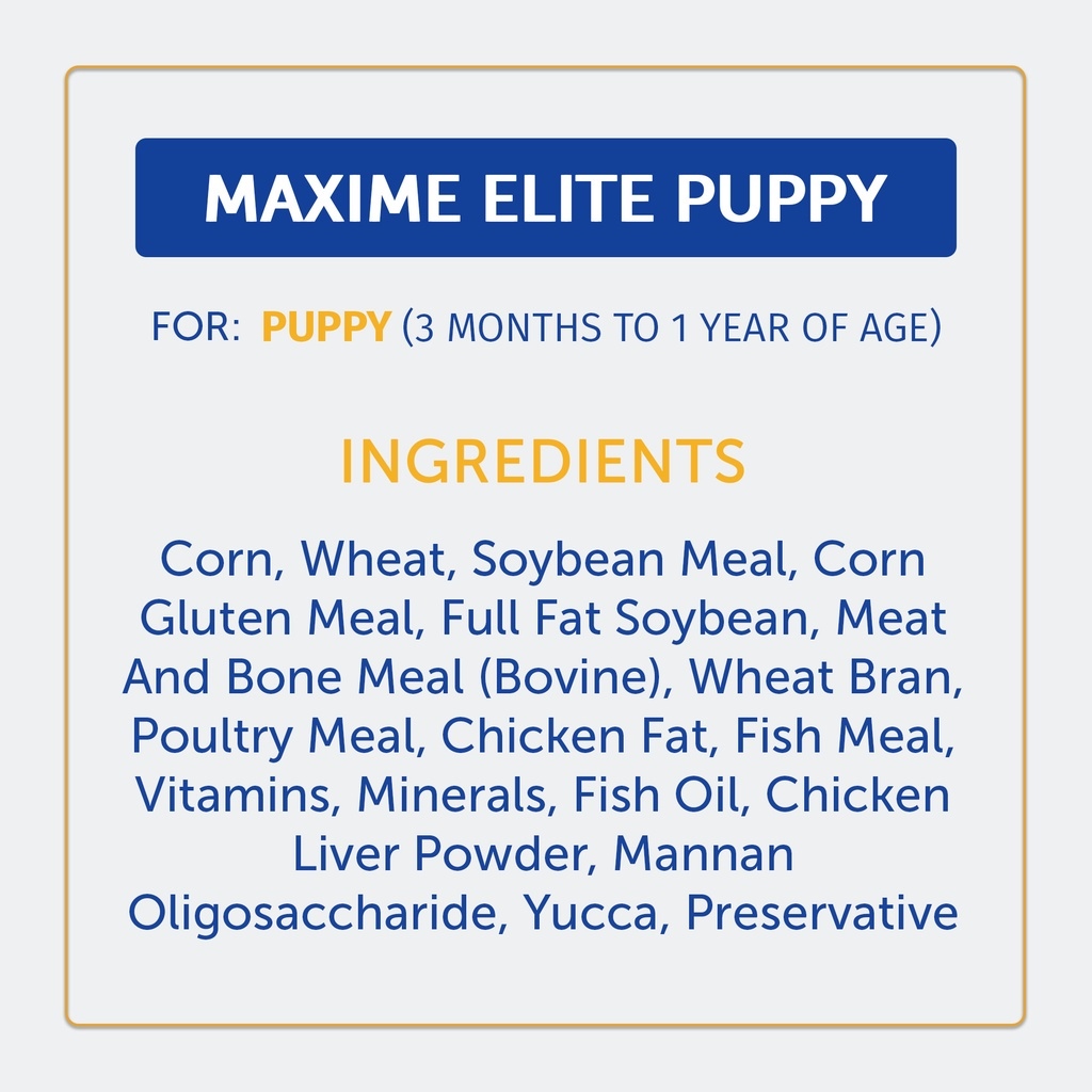 Maxime Elite Dry Dog Food Puppy Beef Lamb Chicken Liver Milk (1.5kg