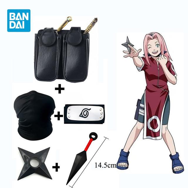 SET Anime Naruto Cosplay Haruno Sakura Weapons Kunai Shuriken Bag ...