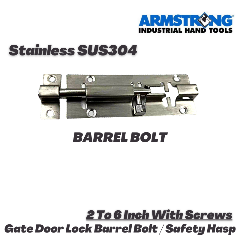 ARMSTRONG Stainless Steel Barrel Bolt Door Lock Heavy Duty Safety Hasp