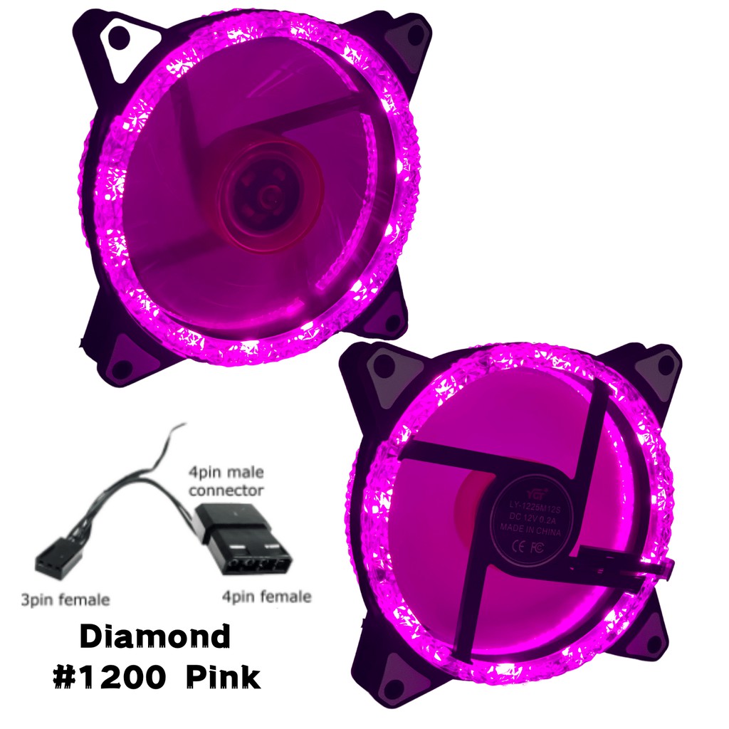 ღYGT LED FAN Diamond Dual Ring 120mm Case Chassis Cooling Ring CPU Fan