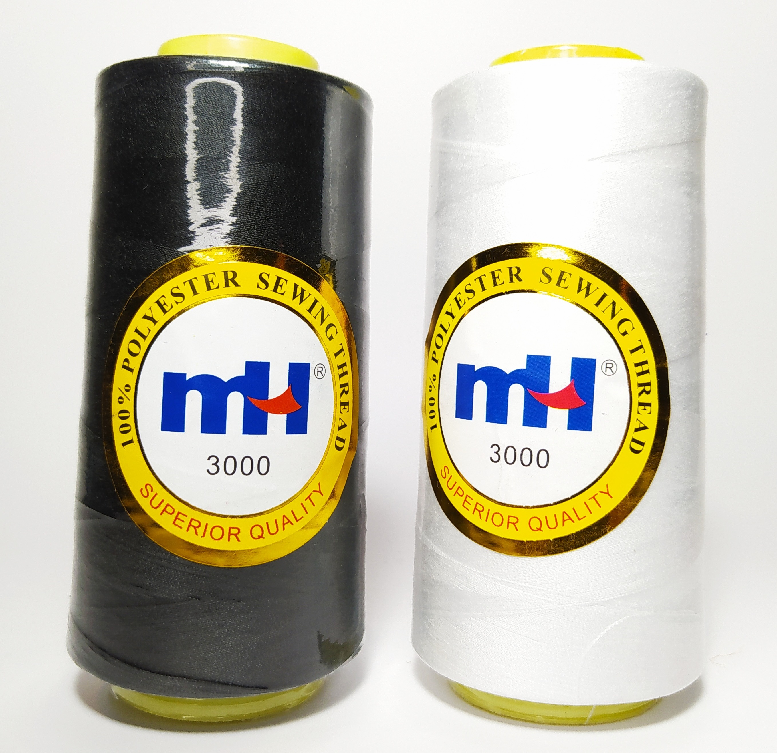 mH 100% POLYESTER SEWING THREAD SUPERIOR QUALITY (3000 yards, BLACK ...