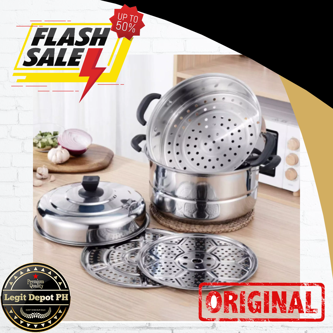 High Quality Multifunctional 3 Layered Stainless Steel Steamer And Cooker, 28CM Steamer for