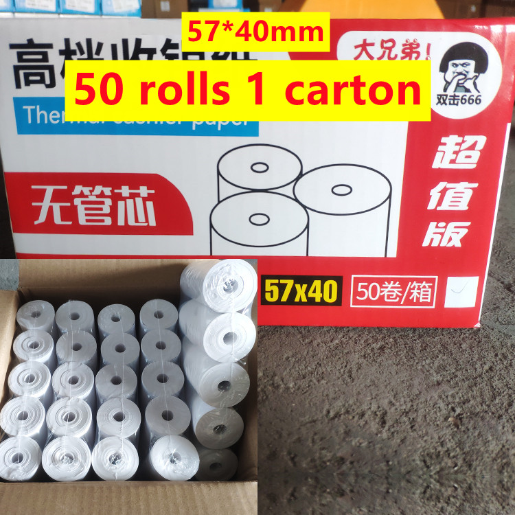 100Rolls Thermal Paper 57mm x 30mm Cash Register Paper Thermal Printer Receipt Paper Takeaway