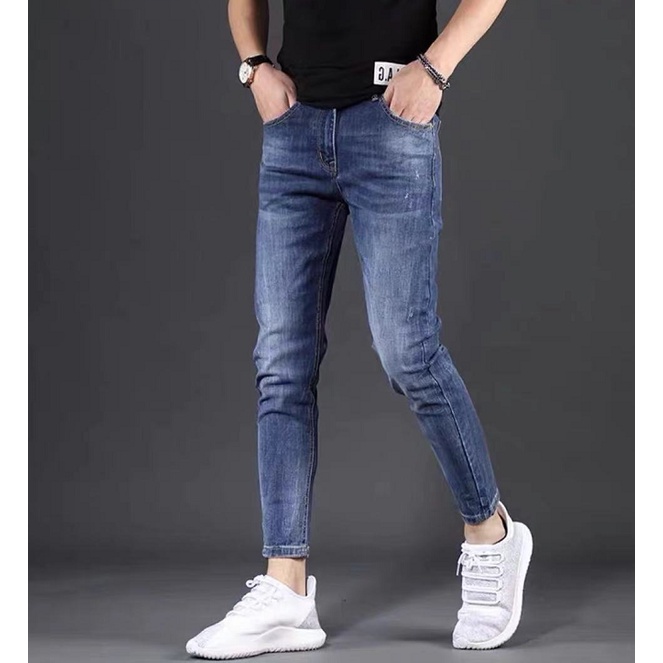 Jeans Men Elastic Waist Skinny Jeans Men 2021 Stretch Ripped Pants