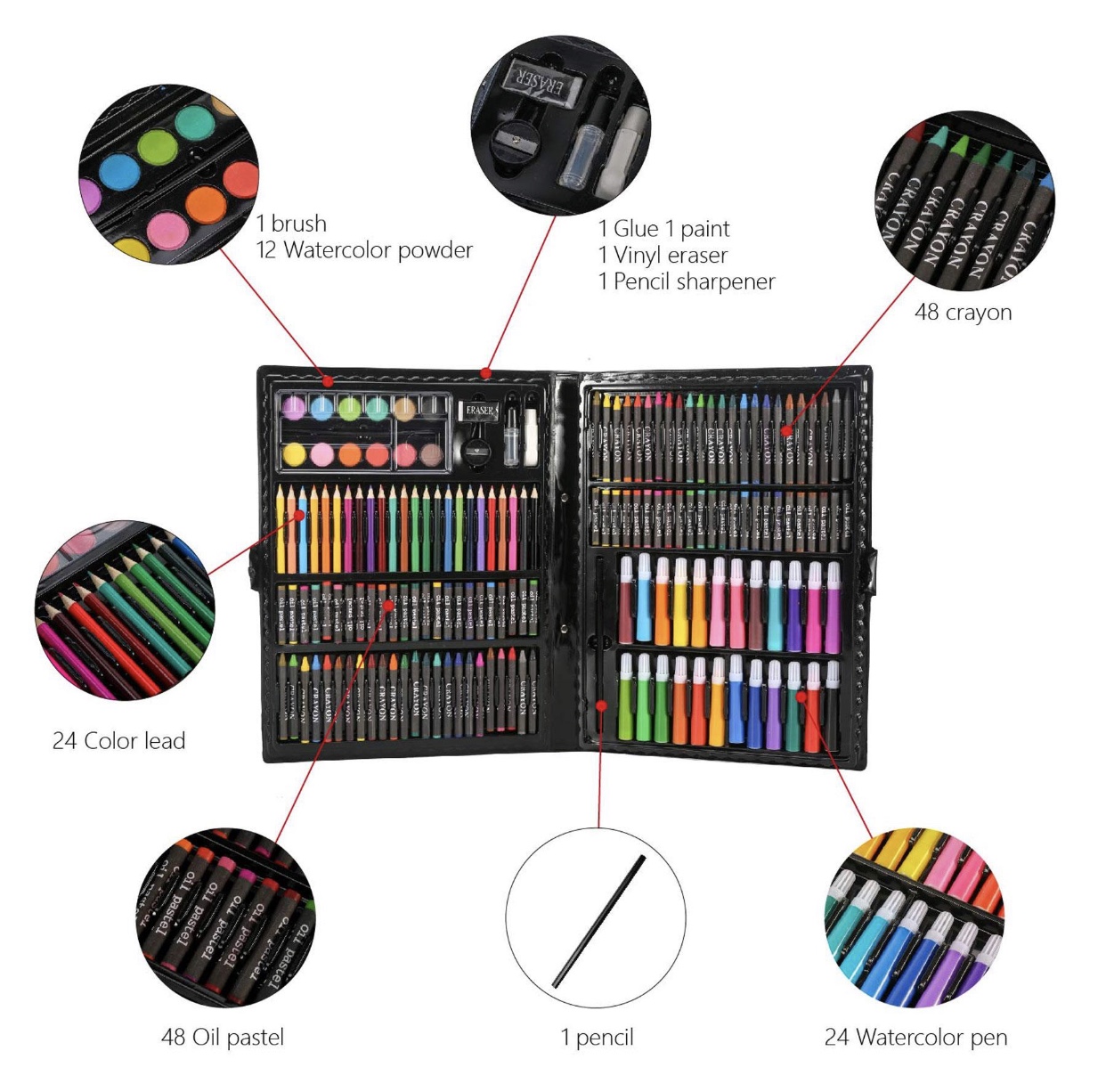 Mega ART Coloring Set Painting set Color Set Water Color Pen Crayon Drawing  set For Children Gifts Tools Kit Boys Girls Students Christmas Birthday  Holiday Festival Neon Book Ink Craft Washable Pencils