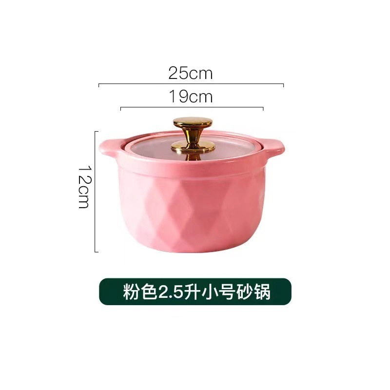 Light Luxury Visible Glass Lid Casserole Ceramic Binaural High ...