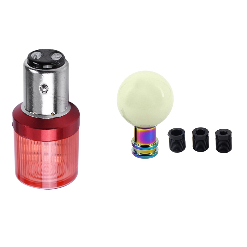 1 Pcs Led Lamp Brake Lamp 12V Lamp Bulb Red Light & 1 Set Gear Shift Knob Lever Shifter Head Cue Luminous Ball
