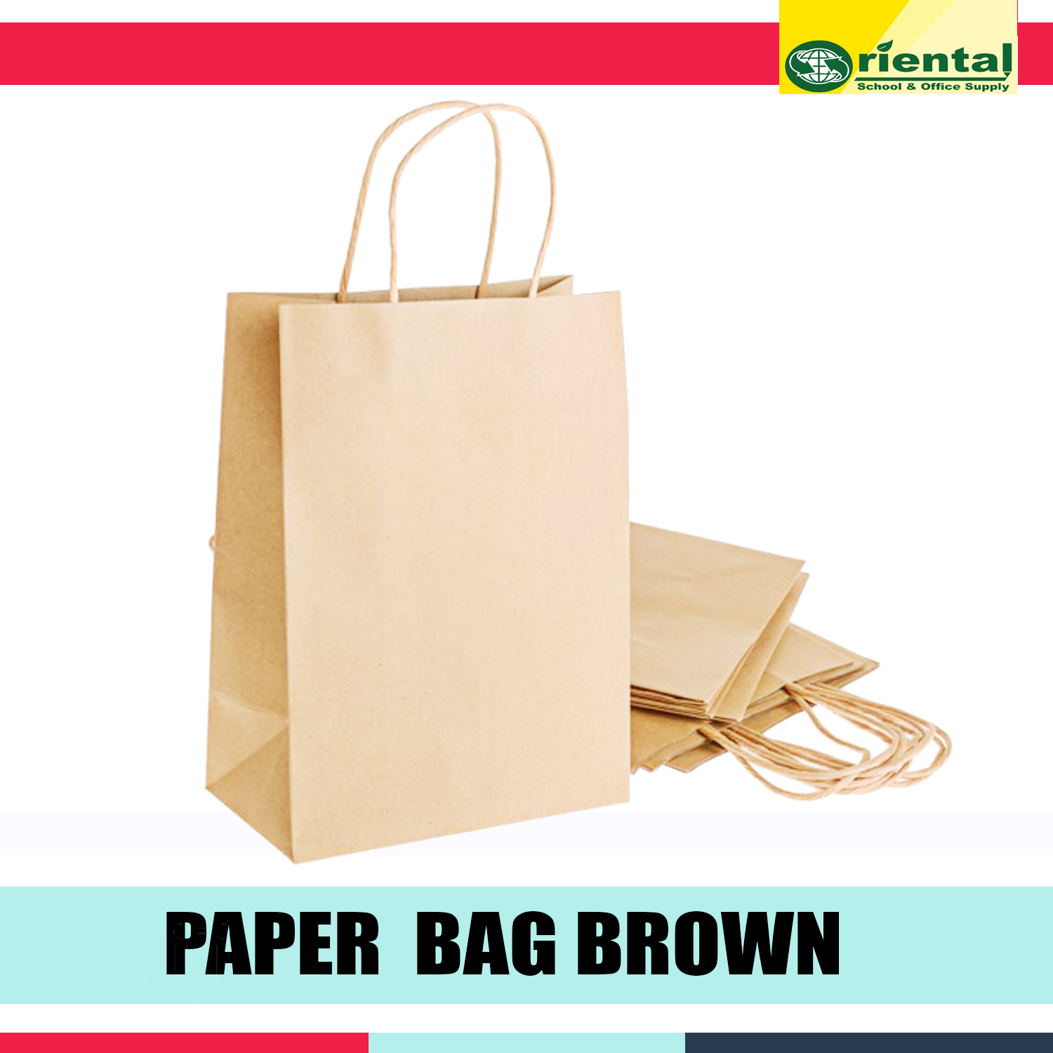 Set of 10 Kraft Shopping Brown Paper Bag with Paper Twine Handles