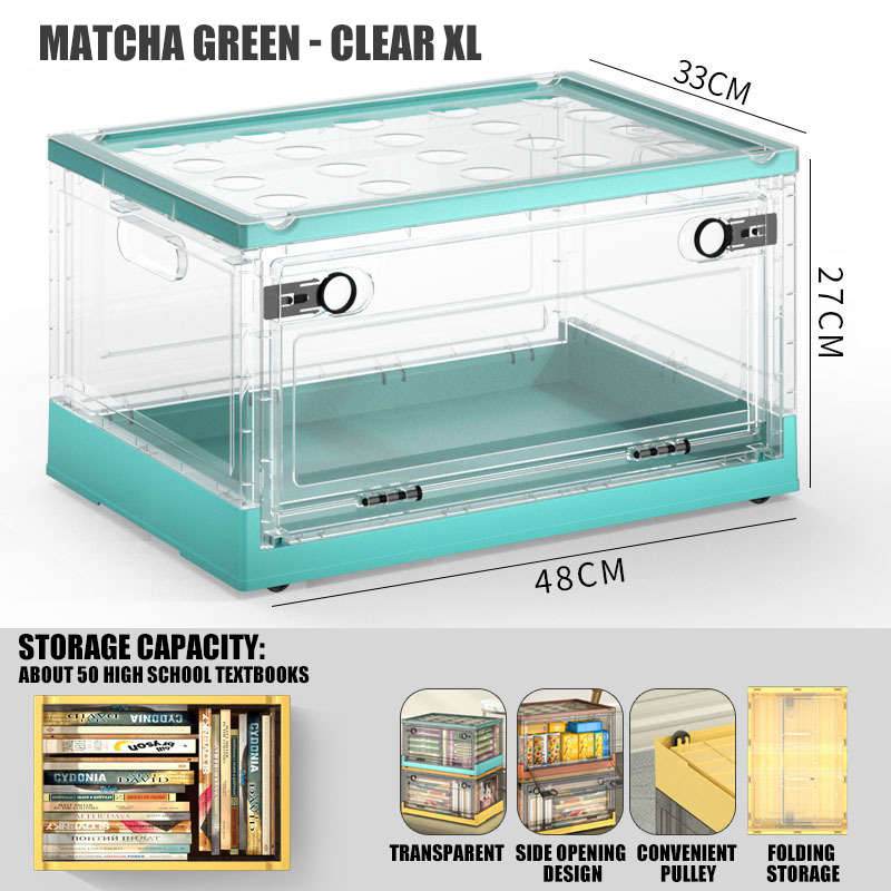 Folding moving storage box with pulleys plastic container plastic