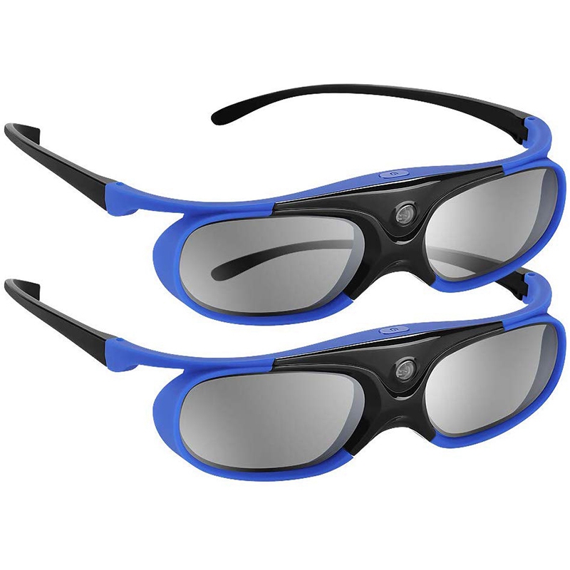2Pcs Active Shutter Eyewear DLP-Link 3D Glasses USB Rechargeable for DLP LINK Projectors Compatible with BenQ W1070 W700 Projectors