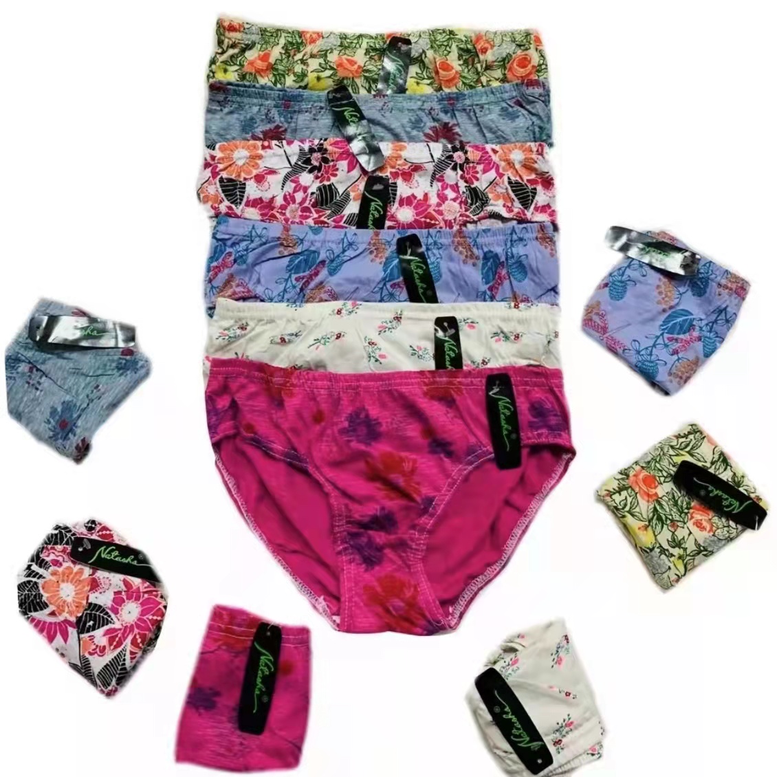 Assorted design) Plain underwear ladies panty 12/6pcs random color