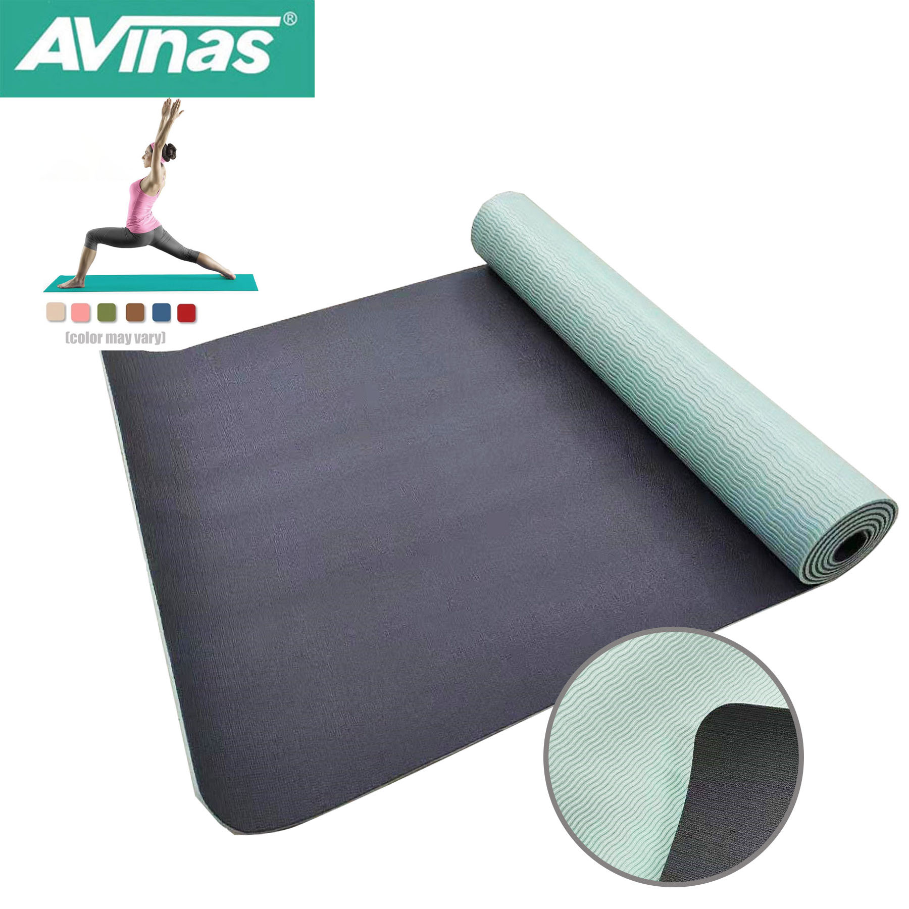 7 High Quality Twocolor Wavy Pattern 5MM Foldable Yoga Mat Fitness