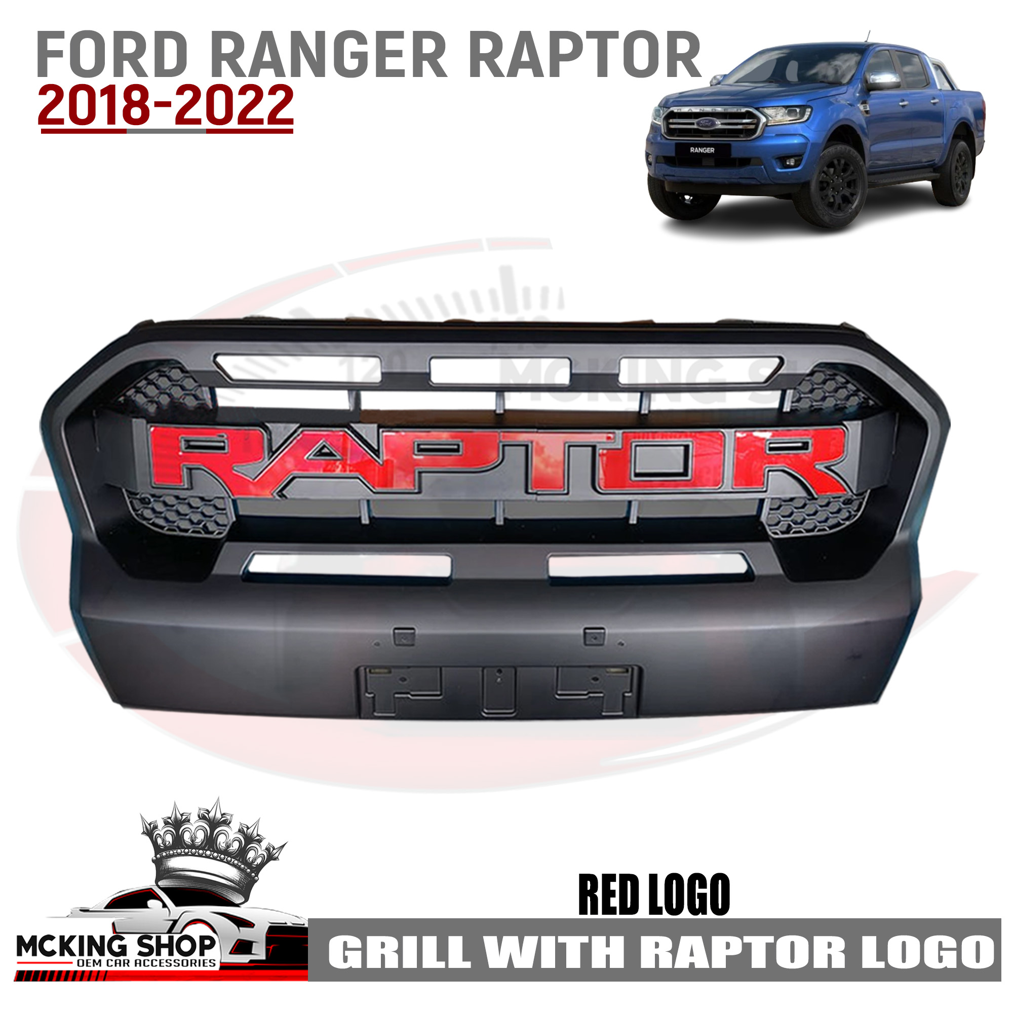 Ford Ranger Raptor Redr Grill Ford Ranger 2018-2022 Front Raptor Grill with Raptor Logo with ...