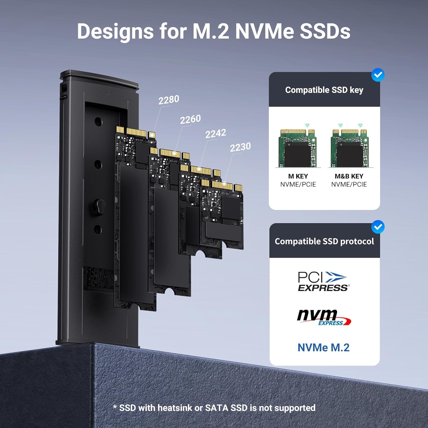 Adattatore SSD M.2 NVMe USB C/A 10Gbps UGREEN – Per SSD 2242/2280 Fino A 2TB, Alluminio, Supporta TRIM E UASP