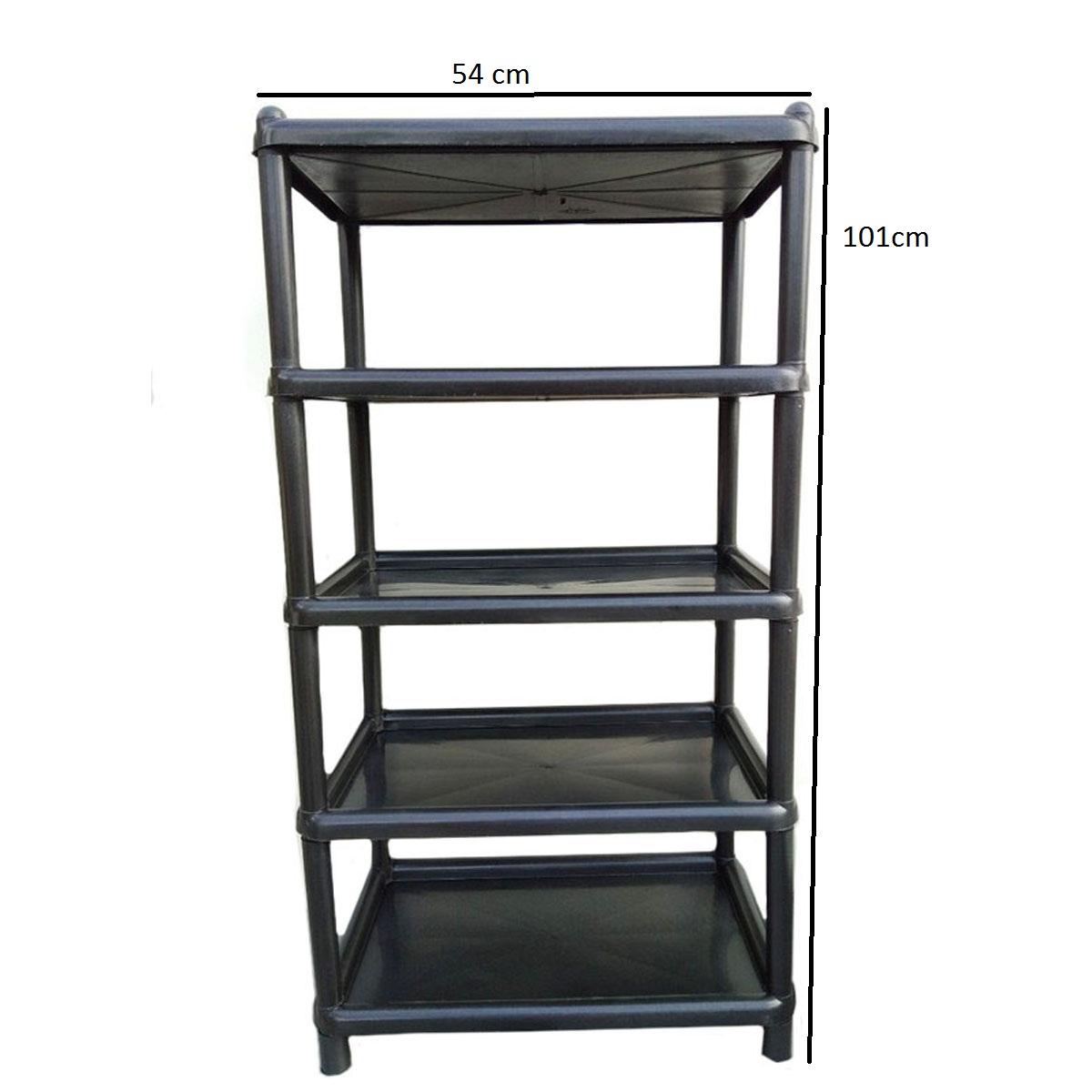 5 Layer Rectangular Utility Rack Plastic Black Shoe Rack Storage Shelf
