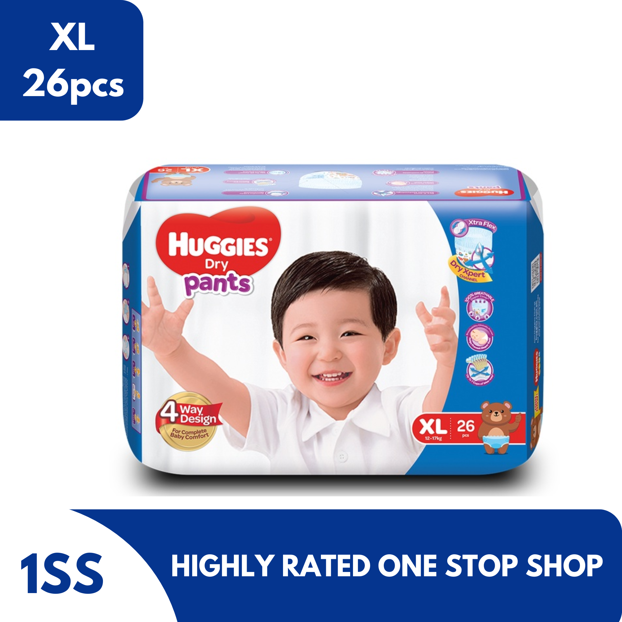 Huggies Dry Pants Skin Care Eco XL | 26s | Baby Diapers | Walter Mart