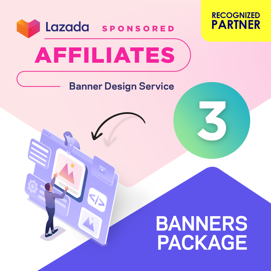 Sponsored Affiliates Banner Design - 3 Banners Package | Lazada PH