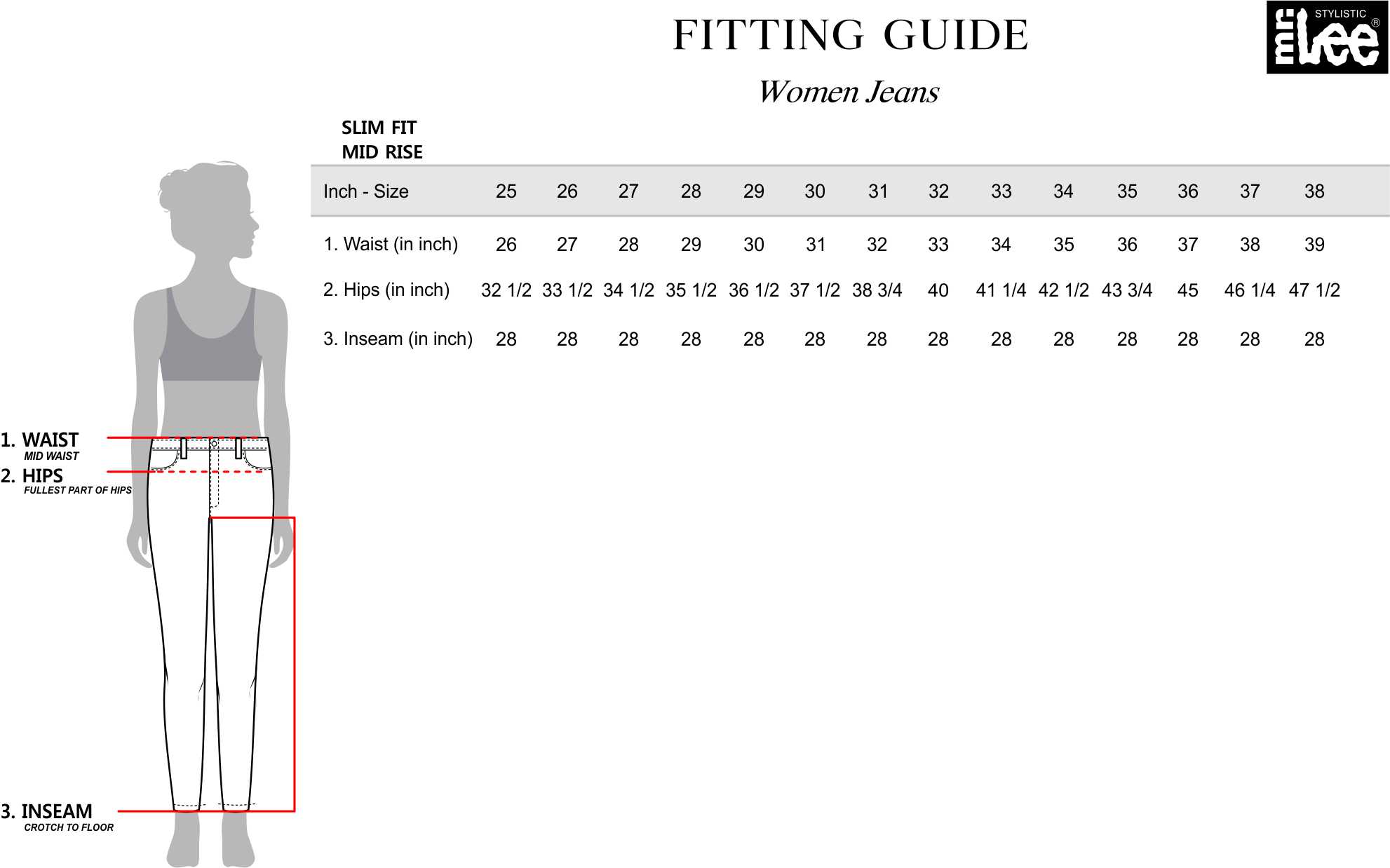 lee jeans size guide