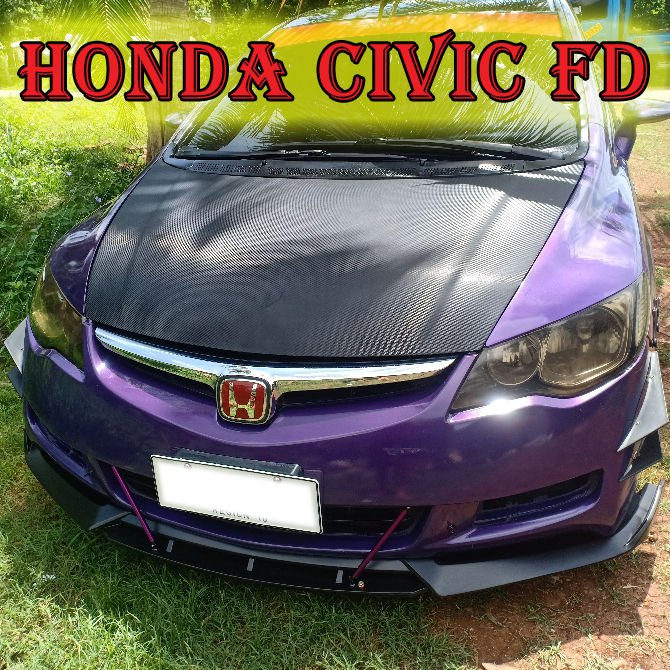 Honda Civic Fd Matte Black Car Front Bumper Lip Double Chin Splitter