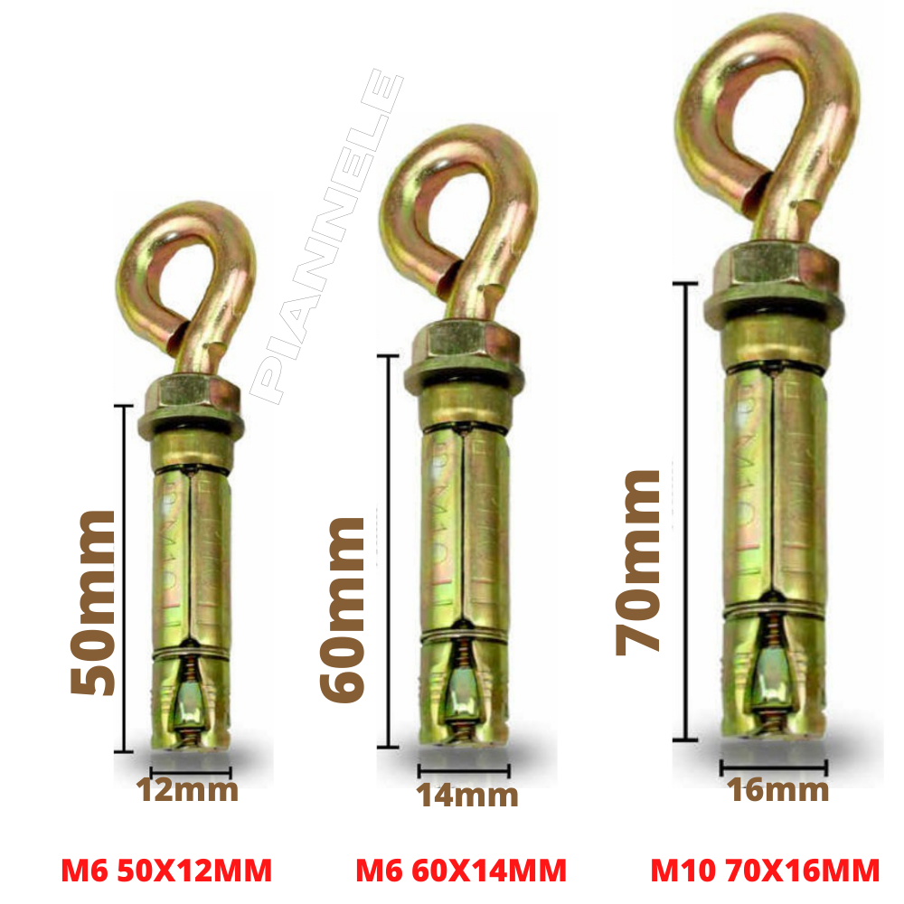 Eye bolt Concrete Expansion Tube Masonry Anchors, 2 pcs set. 6, 8