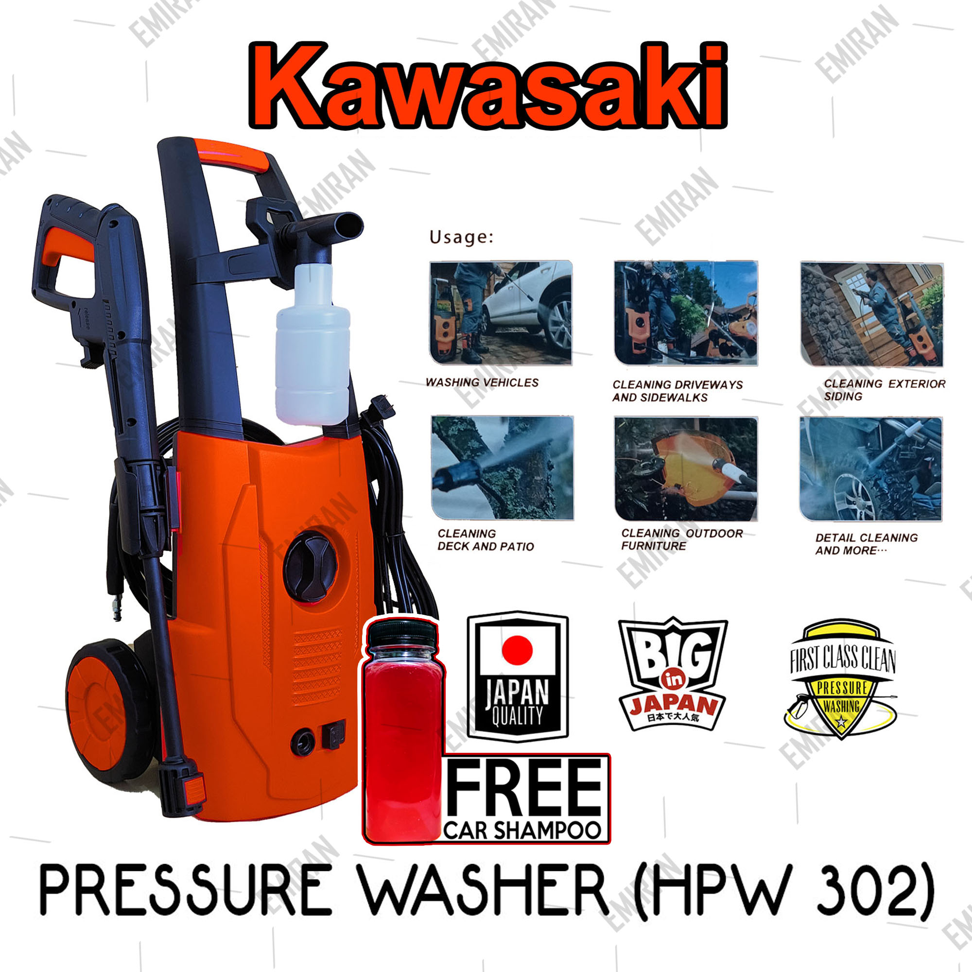 Kawasaki Pressure Washer HPW 302 With Free Car Shampoo Lazada PH
