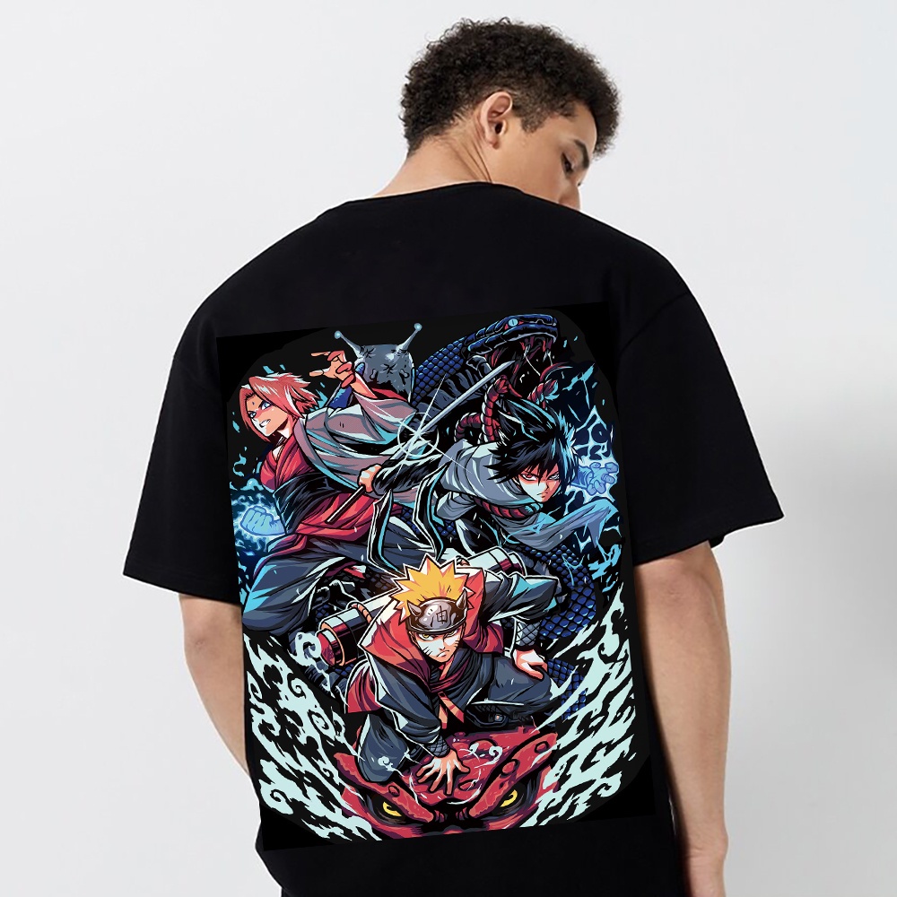Naruto Shirt For Men Cotton Loose Japanese Anime Design Back Print Tshirt |  Lazada PH
