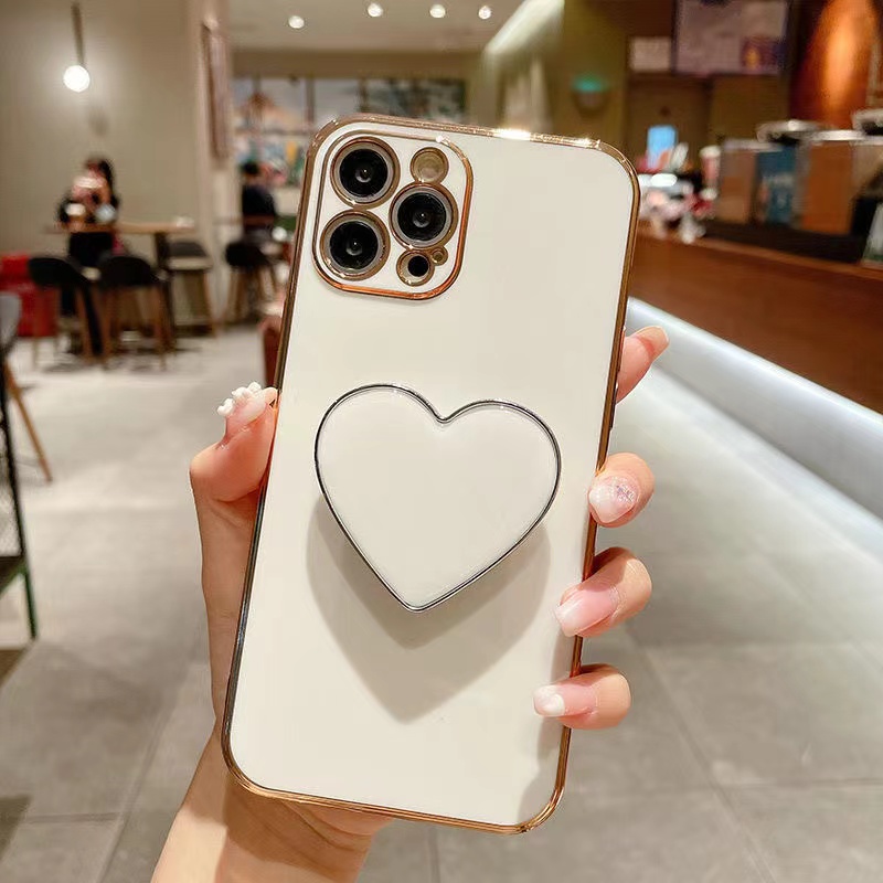 Luxury Plating Love Heart Holder Phone Case for Samsung Galaxy A12 A11 ...