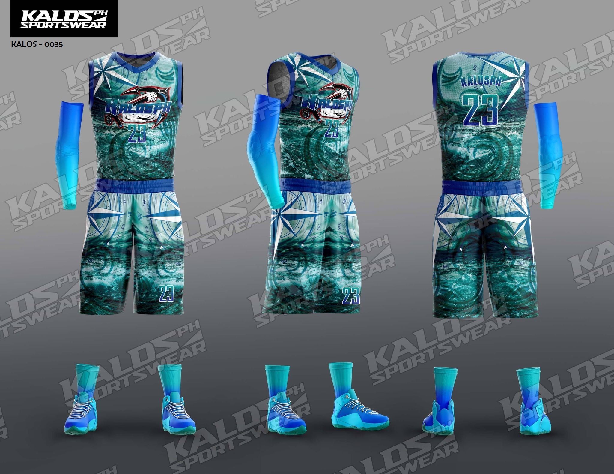 035 SEAFARER MARINE SEAMAN DESIGN BASKETBALL JERSEY SET SANDO AND SHORT