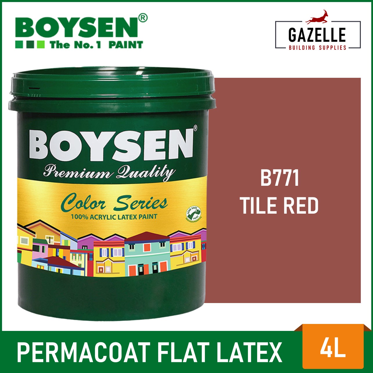 Boysen Color Series Permacoat Flat Latex Tile Red B771 Acrylic Latex