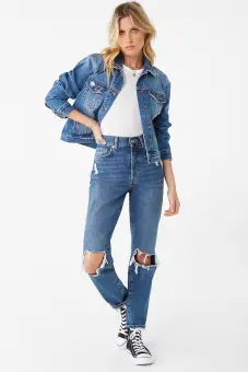 womens distressed denim jacket
