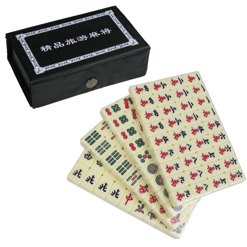 Mini Mahjong,Jogo Mahjong definido com mala madeira, Conjunto ladrilhos  acrílicos mahjong para viagem, amigos, família, lazer, festa, jogos