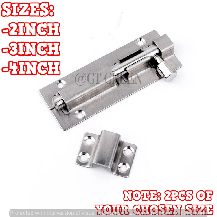 2PCS Silver Stainless Steel Door Latch Sliding Lock Barrel Bolt Latch