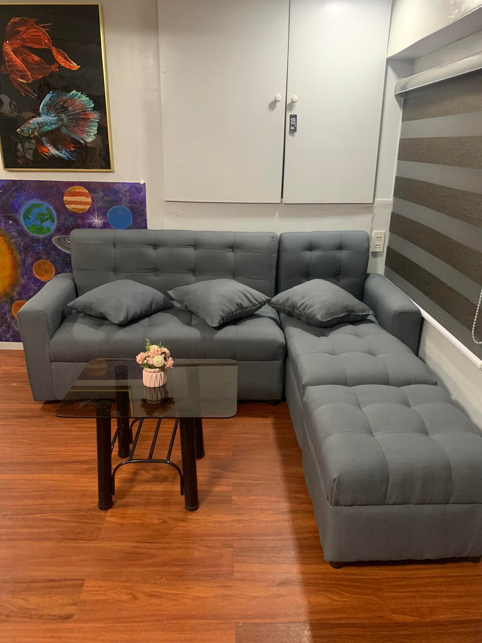 LSHAPE SOFA GREY FABRIC WITH CENTER TABLE Lazada PH