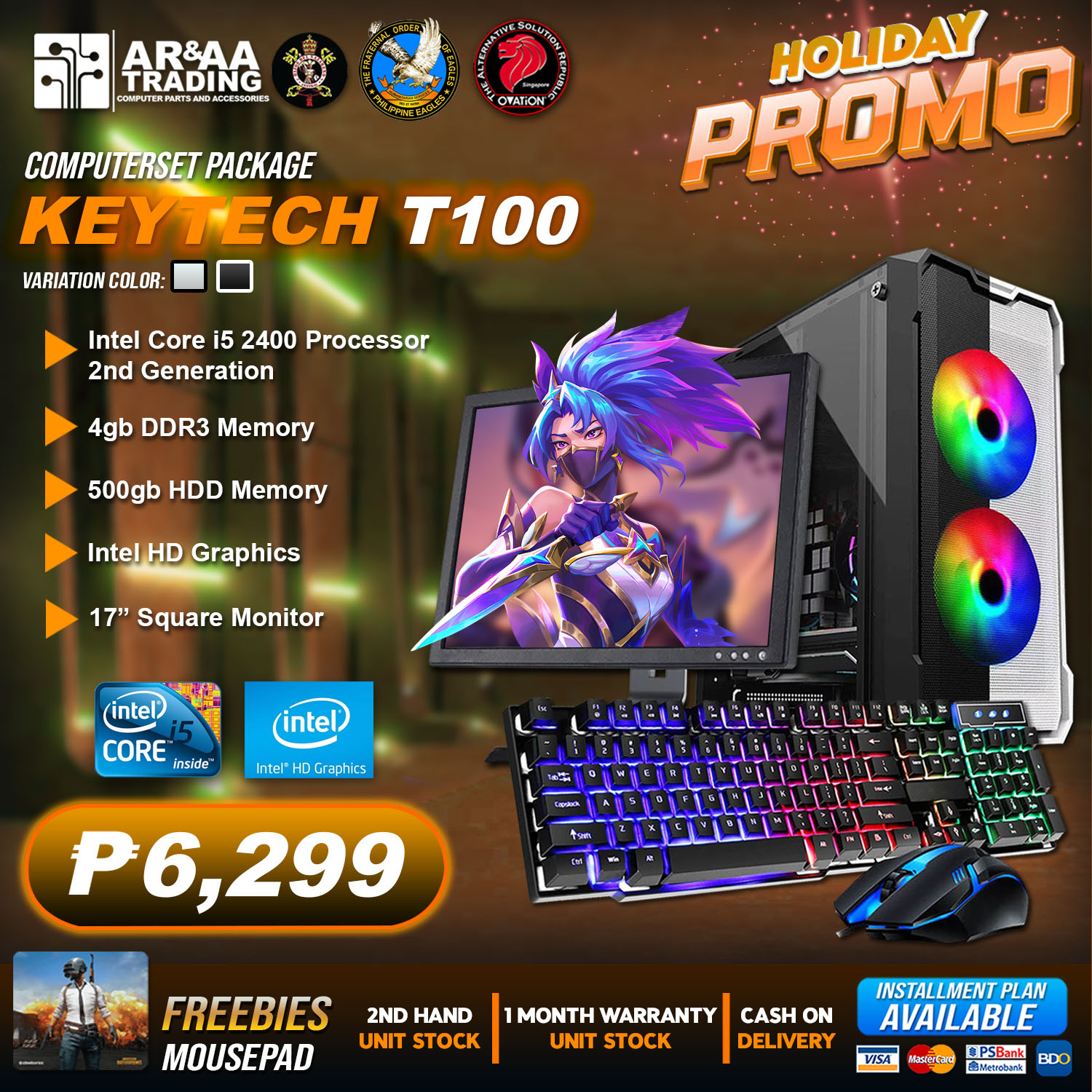 Computer Set CPU Keytech T100 Intel Core i5 2400 Processor4gb 500gb