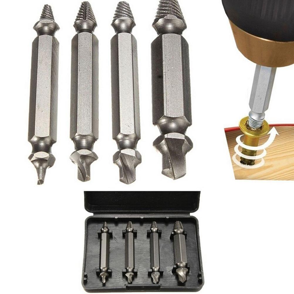 Ministar 4 Pieces Kit Double Side Damaged Screw Extractor Out Remover Bolt Stud Tool
