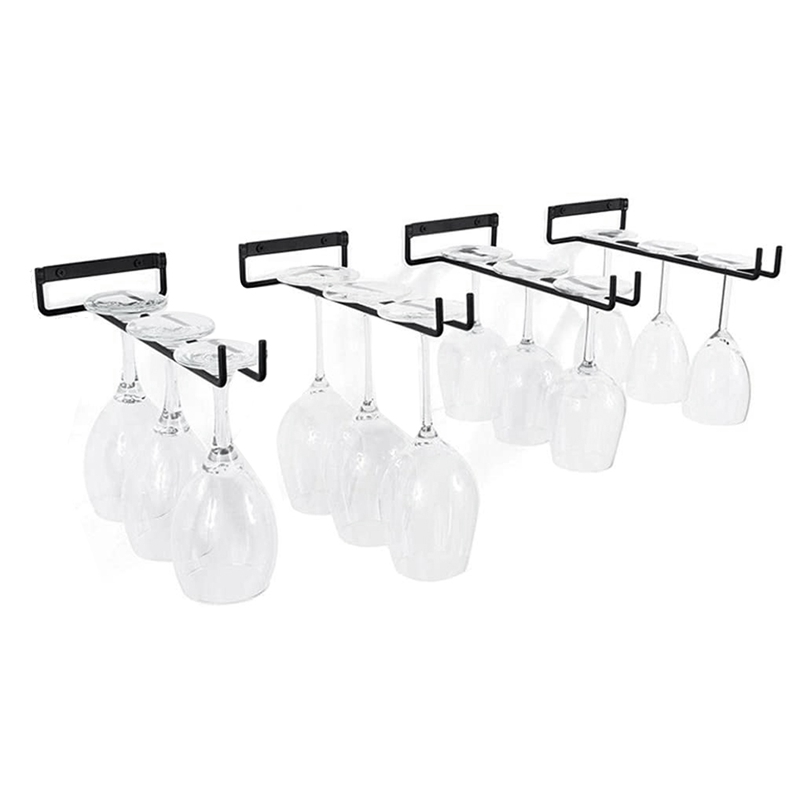 4 Pcs Wine Glass Racks Wall Mounted Hanging Rack Shelf Wine Cup Display
