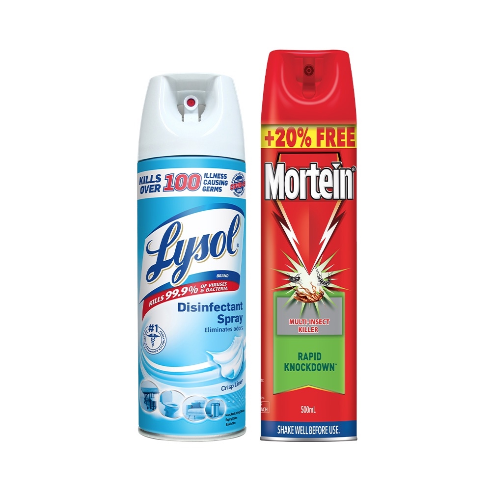 Per care Safer Homes Bundle Lysol Spray Crisp Linen 340g Mortein Multi