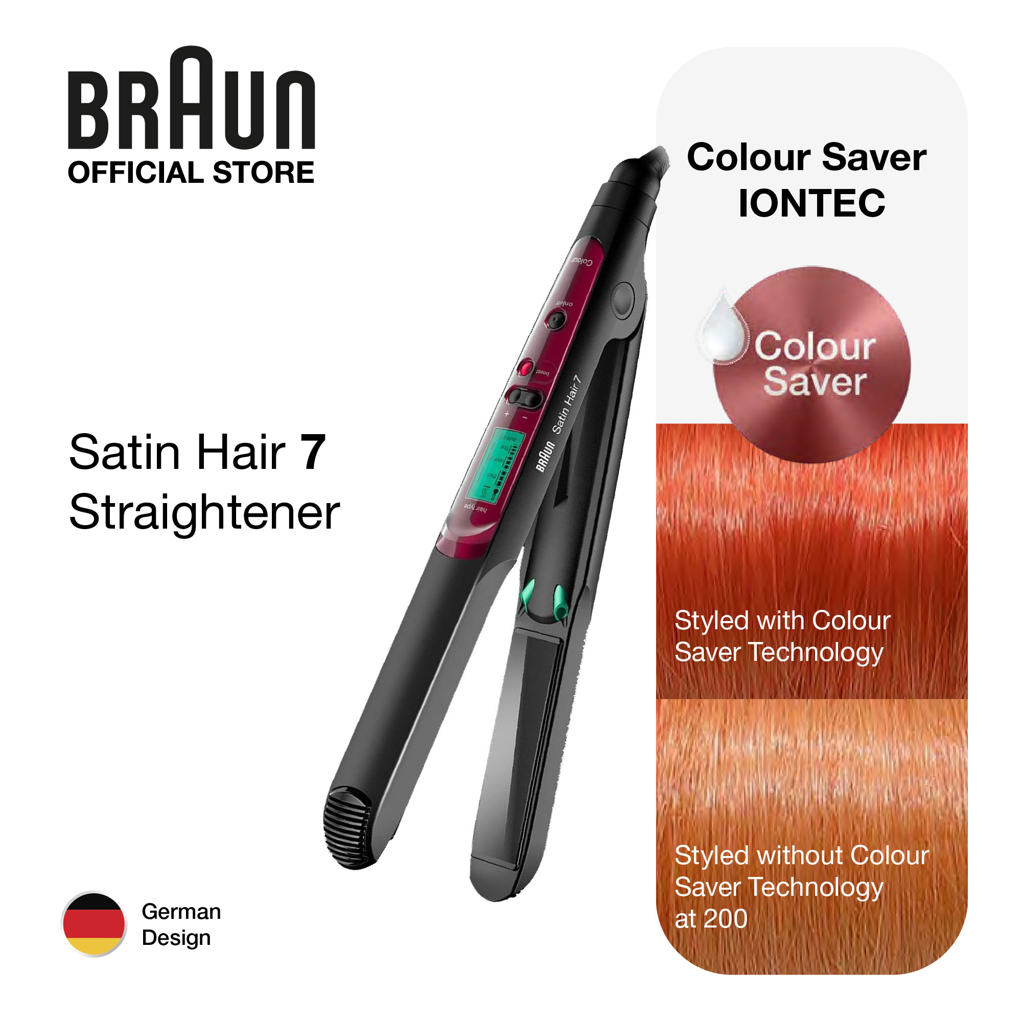Braun Satin Hair 7 Straightener ST750 - Black/Red - Hair Straightener -  With Colour Saver technology and IONTEC | Lazada PH
