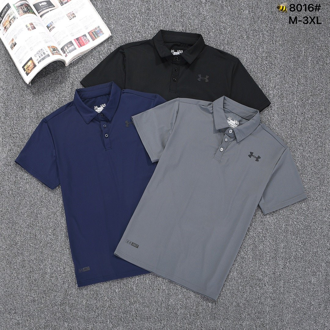 X-Large Under Armour Mens Charged Cotton Scramble Polo Polo Tee Blue Polo T Shirt with Left Chest Pocket and 2-Button Placket