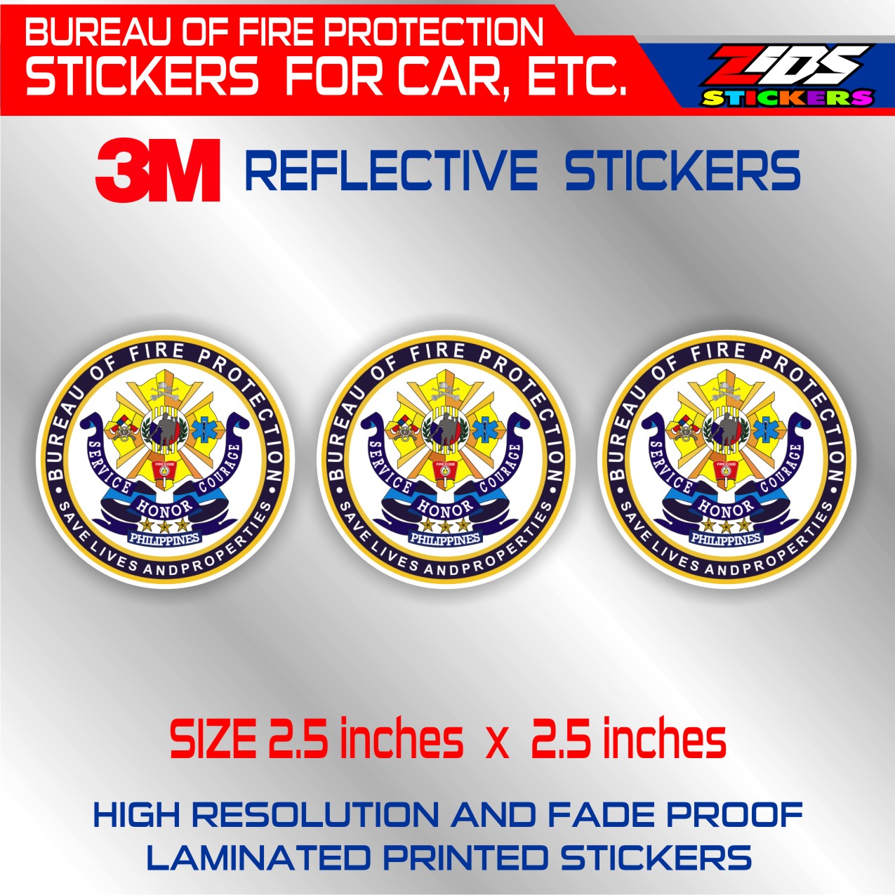 bureau of fire protection logo 3M reflective printed laminated sticker ...