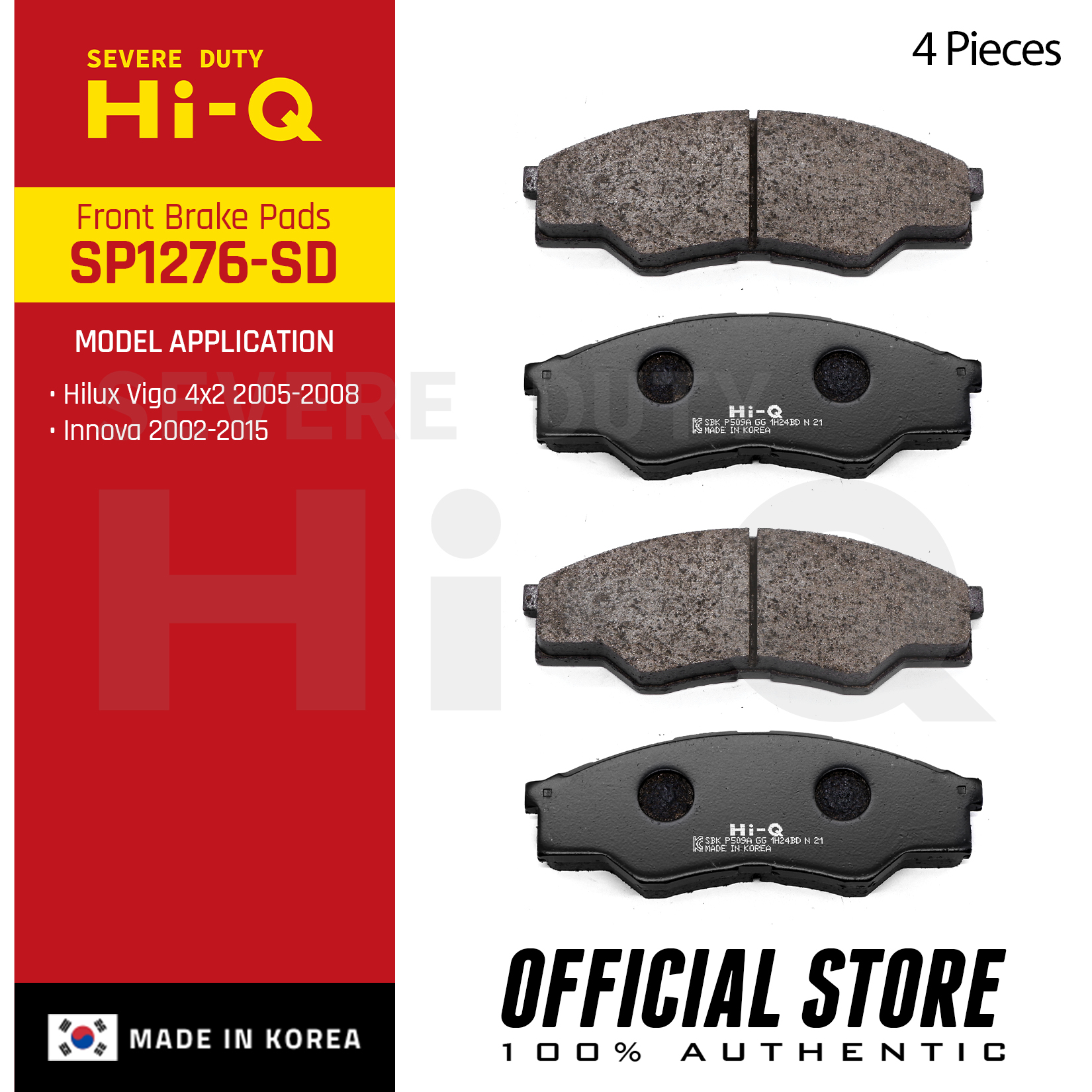 HiQ Severe Duty Brake Pads for Toyota Hilux Vigo 4x2, Innova SP1276SD