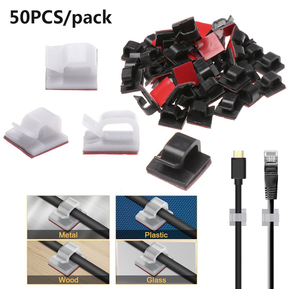 White Cable Management, 50PCS Adhesive Wire Organizer Cable Clips for  Ethernet Cables and Cable Mana