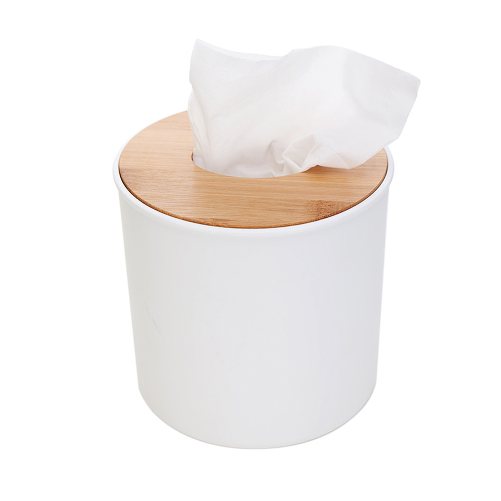 Bamboo Tissue Holder Minimalist Wooden Lid Plastic Tissue Box Kitchen
