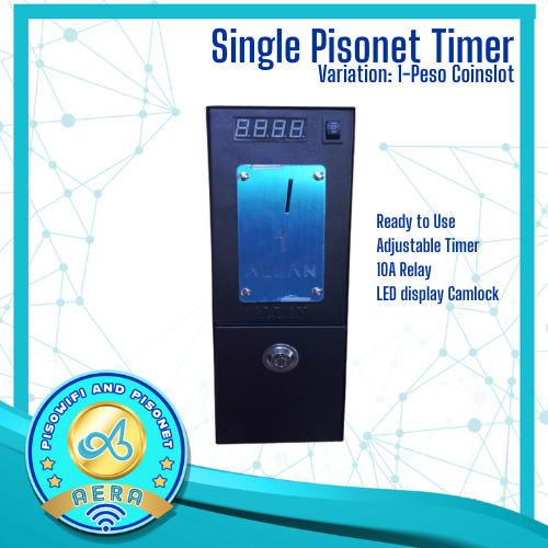 Single Slot Coin Box Timer Machine Metal body 1Peso/Universal Allan Timer 4 digits w
