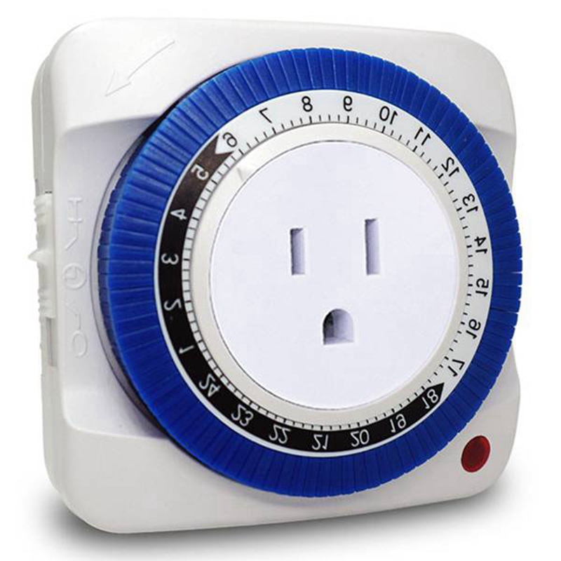 24 Hour Timer Socket Mechanical Program Timer Switch Socket 230V Wall Outlet Protector Energy Saveing(US Plug)