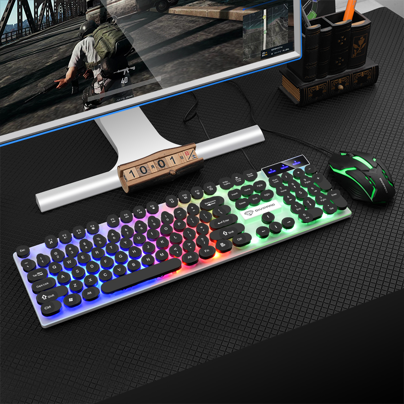 Colorful LED Backlight Ergonomic Mechanical Gaming Keyboard and Mouse